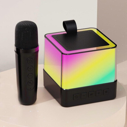Karaoke Machine with 1 Wireless Microphone Portable Bluetooth Speaker with Hd Sound Support USB Input Suitable for Party Black 1