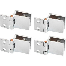 4-Pack Glass Door Clamps, 0-Degree Glass Door Hinges, Drilling-Free Glass Hinges, Suitable for Display Cabinets, Kitchen Cabinet Glass Doors (5-8Mm Gl