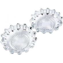 2 Pack Round Crystal Glass Smoking Ashtray, Transparent Ashtray for Indoor And Outdoor Use
