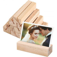 10 Pcs Wooden Menu Holder Business Card Holders Wooden Photo Stands Picture Holders Memo Holders for Home Wedding Party Decoration