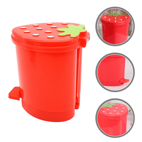 Red Plastic Mini Desktop Trash Bin Cute Cartoon Office Rubbish Bin 1
