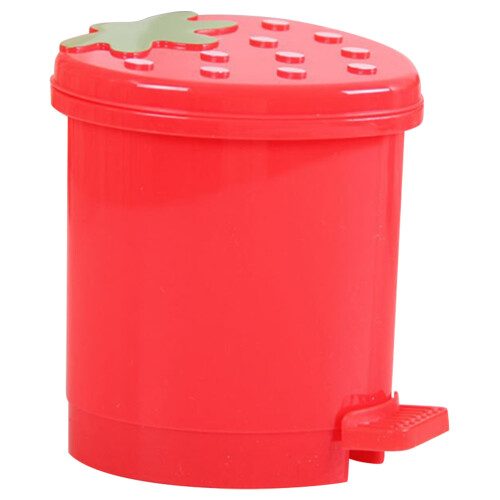 Red Plastic Mini Desktop Trash Bin Cute Cartoon Office Rubbish Bin