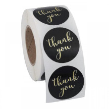Thank You Stickers, 1.5" Inch Round Self-adhesive Gold Foil Label(500/roll)