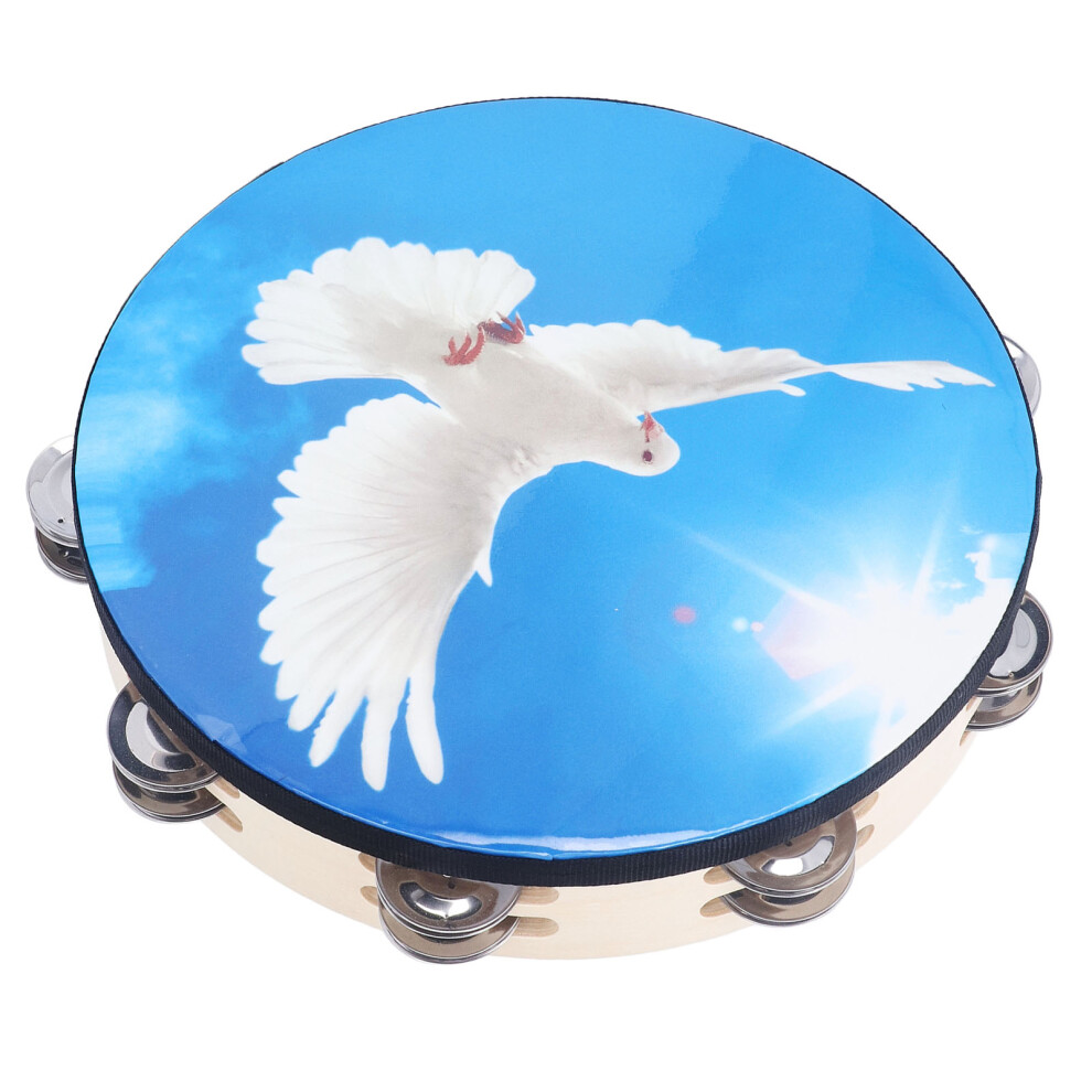 10 Inch Handheld Tambourine with Double Row Stainless Steel Bells