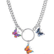Colorful Retro Butterfly Pendant Necklace for Women Girls - Unique Fashion Jewelry