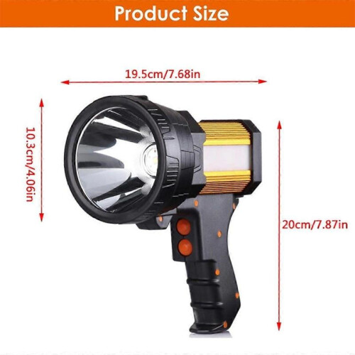 Gold Handheld Rechargeable Flashlight Super Bright Large Flashlight, 1Pcs 2