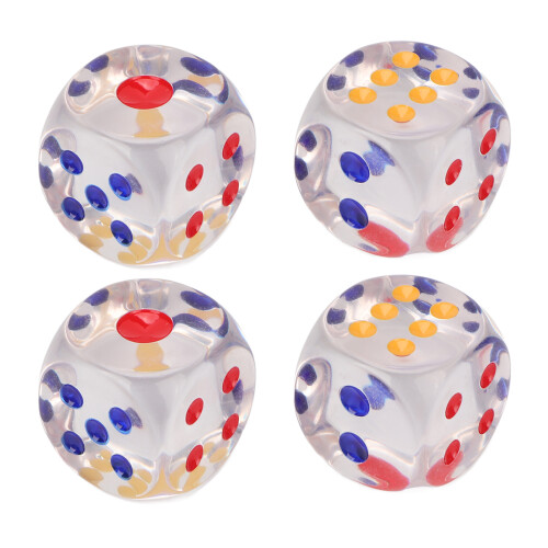 10 Stück 2,5 cm 6-seitiges Würfelset, durchscheinend
