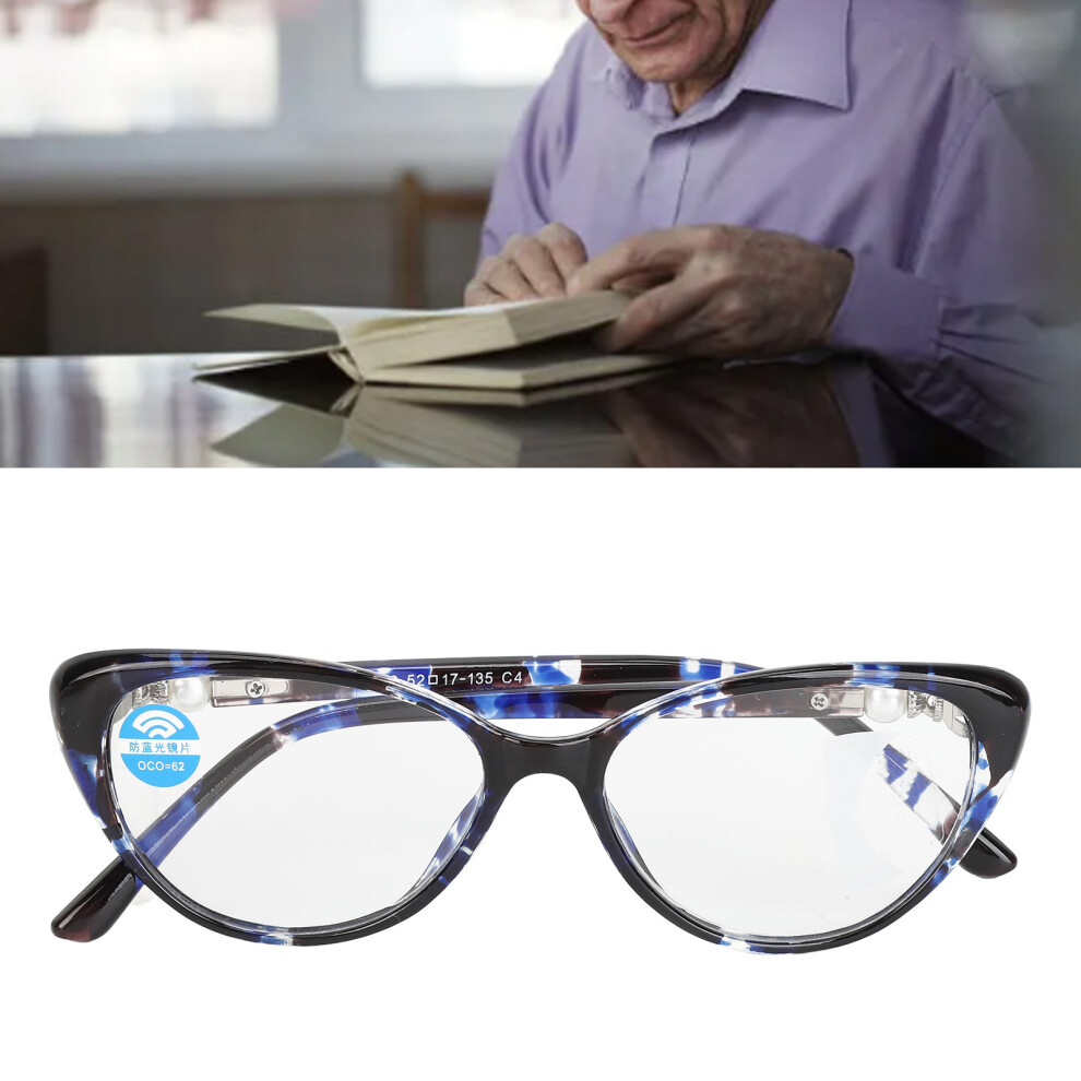 Adjustable +2.00 Black Blue Progressive Reading Glasses Anti Blue Ray Lens