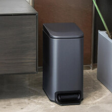 (Dark Grey) 6L Smudge-Resistant Rubbish Bin With Soft-Close Foot Pedal