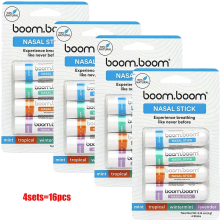 (16PCS/4SET) 1-4set BoomBoom Essential Oil & Menthol Inhaler Aromatherapy Inhaler Nasal Stick