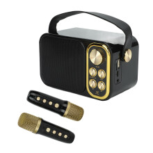 Karaoke 2 Mikrofone BT 15x9x8 cm, 1200/3000 mAh Schwarz