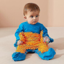 (80cm, Bule Orange) Baby Boys Girls Cleaning Mop Romper Clothes Long Sleeve Crawling Clothes Jumpsuit