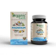 Organic Earth Magnesium muscle function, bone strength, 60 Capsules