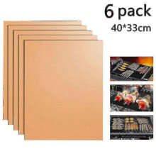 6pcs Grill Mat 100% Non-stick Bbq Grill Baking Mats Reusable And Easy To Clean - Works On Gas, Charcoal, Electric Grill And More