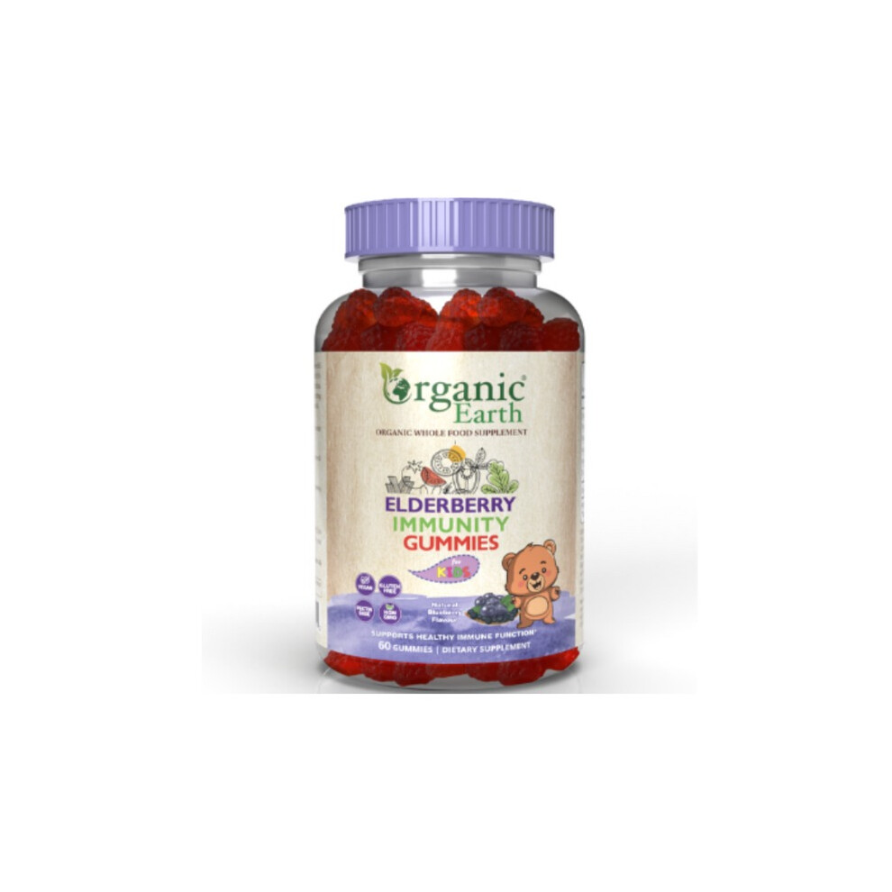 Organic Earth Elderberry Immunity Gummies support their immune system, overall wellness for Kids 60s