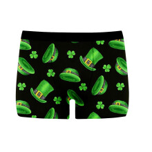 St. Patrick's Day Men's Boxer Shorts Personalised Underpants Green Graphic Prints Light Blue Breathable Retro Style 3XL