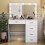 White Dressing Table with 5 Drawers and 11 LED Lighted Makeup Mirror 3
