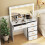 White Dressing Table with 5 Drawers and 11 LED Lighted Makeup Mirror 4