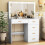 White Dressing Table with 5 Drawers and 11 LED Lighted Makeup Mirror 6