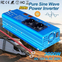 3000W (Peak) DC 12V to AC 230V Voltage 1500W Rated Power Pure Sine Inverter 4 x 5V 2.4A USB Ports for Camping Home Off-Grid Solar Systems