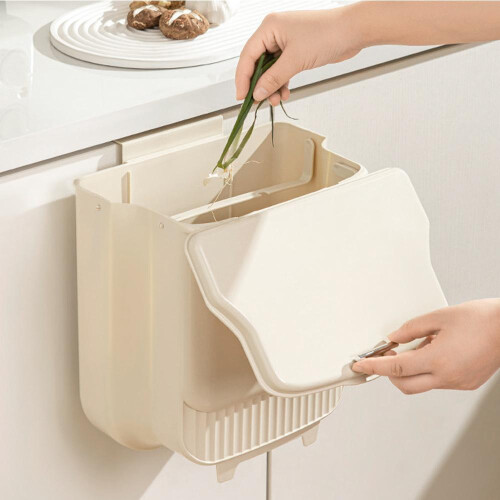 Living And Home (Cream White) Foldable Kitchen Hanging Trash Bin 2