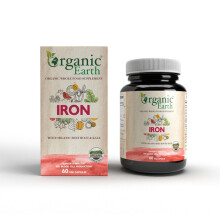 Organic Earth Iron support energy levels, red blood cell formation, oxygen transport 60 Capsules