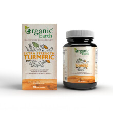 Organic Earth Extra Strength Turmeric with Black Pepper, 4-in-1 Joint Support, Brain Health, Vegan - 60 Capsules