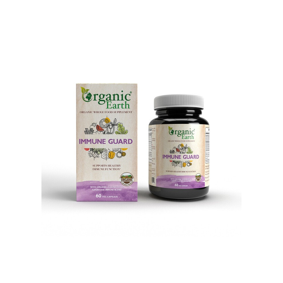 Organic Earth Immune Guard Vitamin C, Vitamin D, Zinc, and Elderberry Extract 60 Capsules