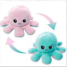 (30cm, Blue Pink) NEW 20cm 30cm 40cm Giant Reversible Octopus Stuffed Animal Reversible Happy Sad Octopus Plush Toy Gift