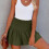 Geraffte Baumwoll-Shorts OD-Grün M, elastischer Bund 5