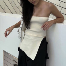 Aprikosenfarbiges ärmelloses Tubetop Größe S - 53 cm Bandeau-Top