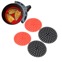 4 Stück Runde Matte für Heißluftfritteuse, 220 cm / 7,9 Zoll, Rot & Schwarz