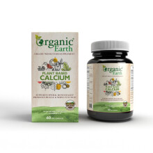 Organic Earth Plant Based Calcium Supports Strong Bones & Teeth Promotes Joint & Muscle Health 60 Capsules