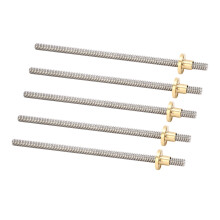 5 Stück T8-Gewindespindel, 2 mm Gewindesteigung, 200 mm Länge, Edelstahl und Messing