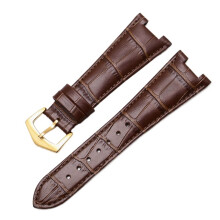 Genuine Leather Watch Strap For Patek Philippe 5711 5712G Nautilus - 25mm x 12mm Brown/Gold Special Notch, Men Women