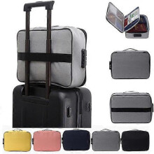 (Black) Multifunctional Waterproof Document Two-Layer Lockable Storage Bag