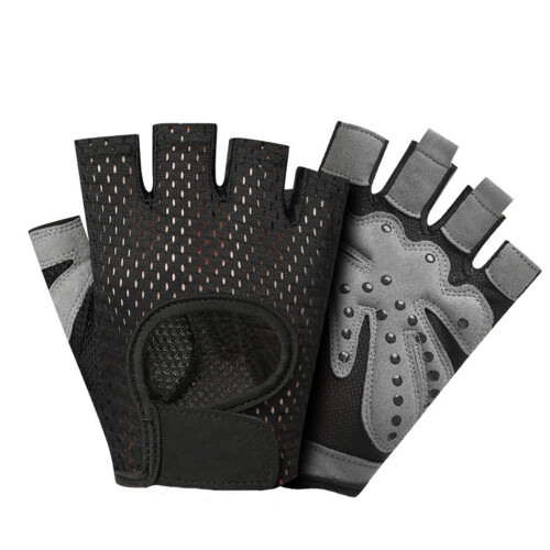 2er-Pack Halbfinger-Handschuhe, rutschfest, Schwarz, Größe M 1