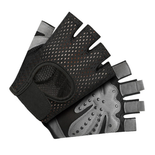 2er-Pack Halbfinger-Handschuhe, rutschfest, Schwarz, Größe M