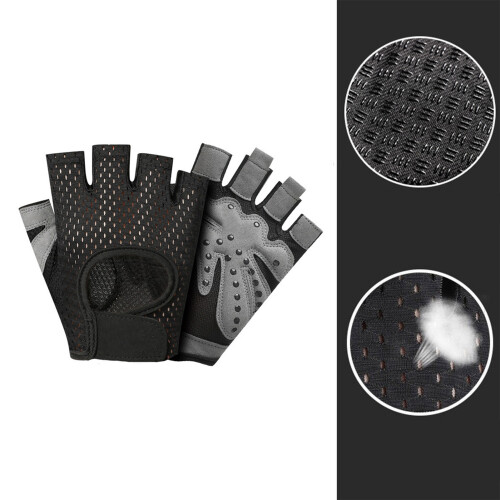 2er-Pack Halbfinger-Handschuhe, rutschfest, Schwarz, Größe M 2
