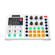 (White) Noise Sound Card Reduction Bluetooth-compatibility Mixers Headset Mic Voice Control for Phone PC Computer DJ Music Studio Party