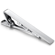 Tie Clip For Men Slim Classic Silver Zinc Alloy Gemstone Accents Wedding Gift