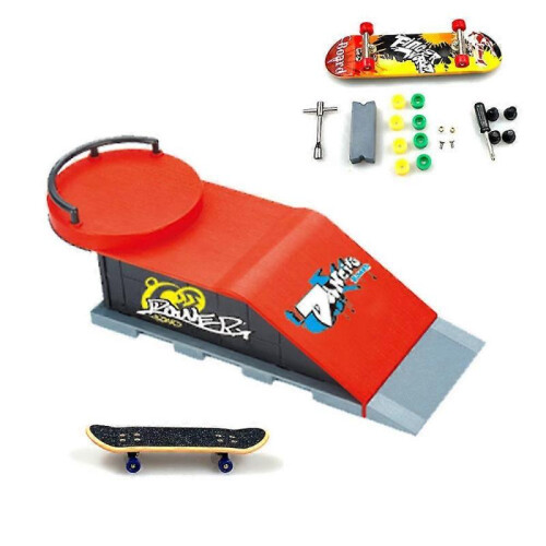 (D) Fingerboard Ramp Set Mini Finger Skateboards Pipe Ramp Skate Game