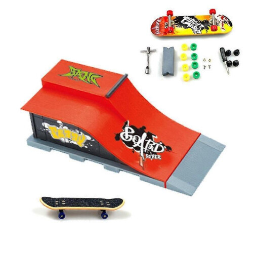 (E) Fingerboard Ramp Set Mini Finger Skateboards Pipe Ramp Skate Game
