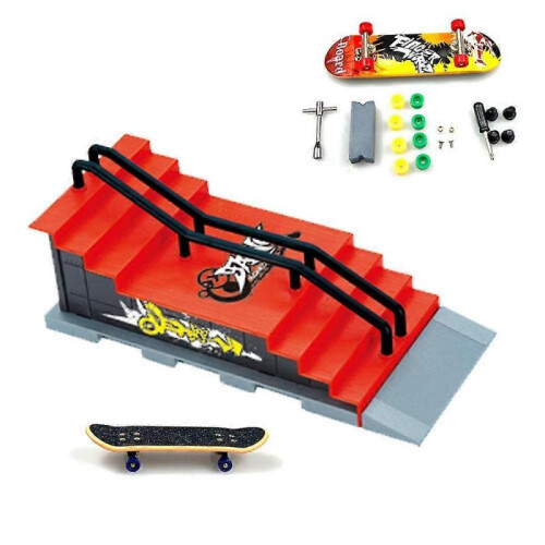 (F) Fingerboard Ramp Set Mini Finger Skateboards Pipe Ramp Skate Game