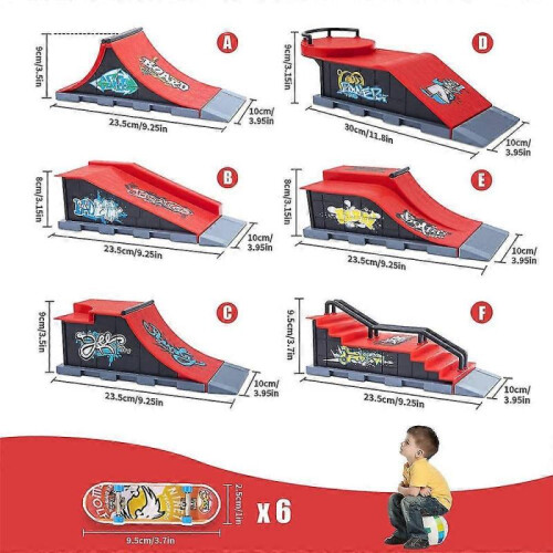 (D) Fingerboard Ramp Set Mini Finger Skateboards Pipe Ramp Skate Game 1