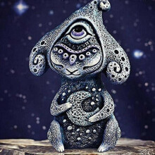 (Three horns) Three-eyed Alien Resin Statue Ornament Sculpture Art Decor Crafts Figurine