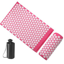 Meditation Mat Acupressure Spike Mat With Pillow Massage Set Red For Neck And Back Pain Relief