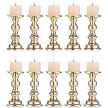 2 Pcs Silver Pillar Candle Holders, Wedding Centerpieces Metal Candle Holders Compatible with 50mm Candles Stand Decoration Ideal Compatible with Wedd