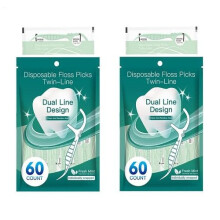 Dental Floss Sticks Mint Twin Lines 120 Count Floss Picks For Adults And Children Interdental Cleaning