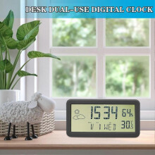 (White) Digital Desktop Clock Electronic Alarm Clocks For Bedroom Home Decor LCD Screen With Calendar Temperature Humidity And Weather